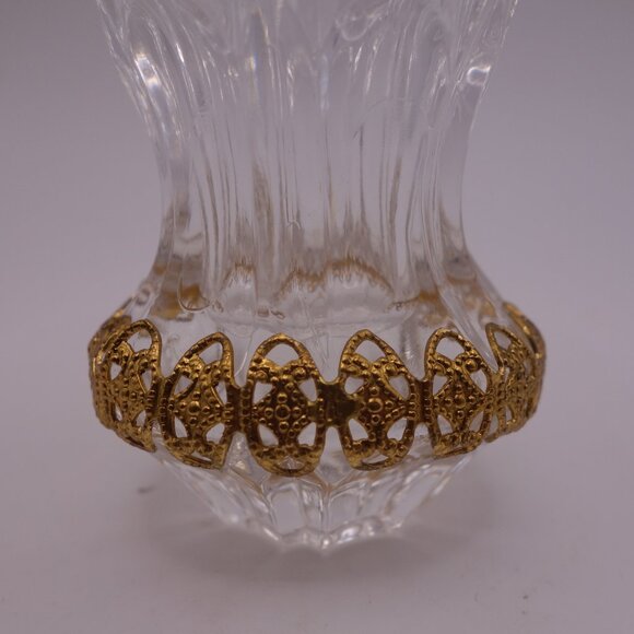 Set of Three(3) Crystal Toothpick Holders with Gold Color Metal Decoration - Picture 8 of 13